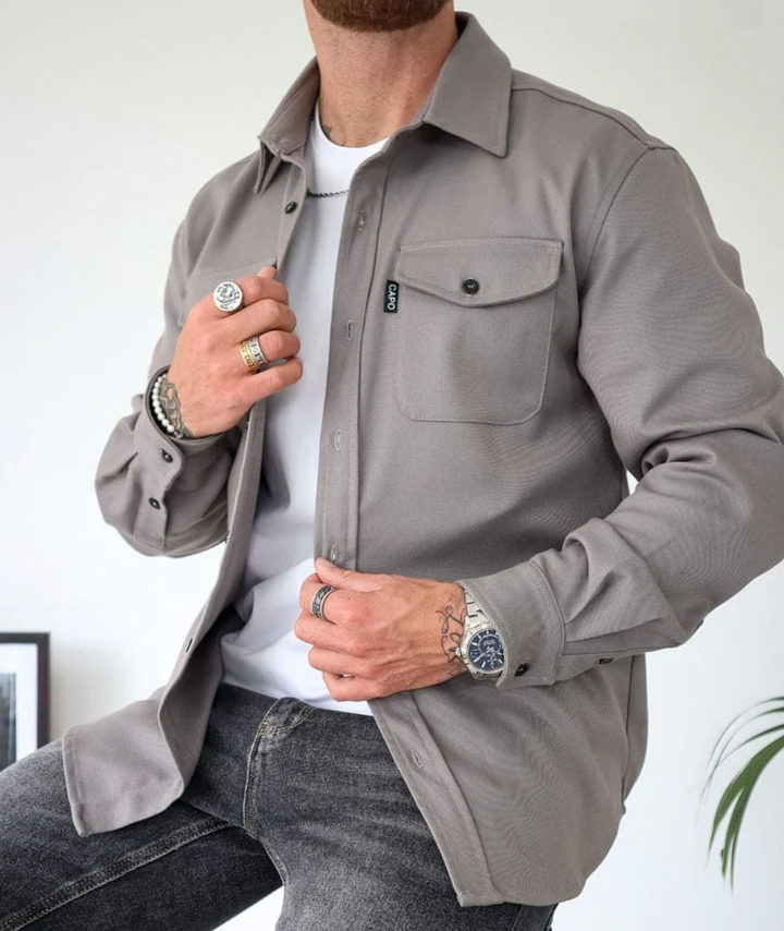 Heren shirt jacket van Hoymans, met comfortabele pasvorm. De perfecte casual jas voor dagelijks gebruik in elk seizoen.