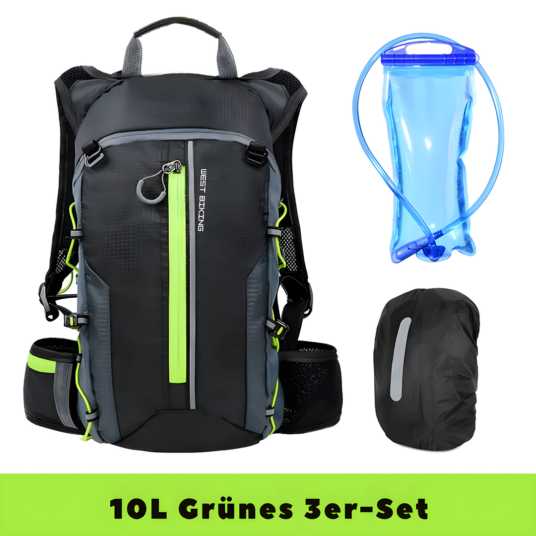 HydroRide avontuurlijke hydratatierugzak, perfect voor outdoor sporten zoals fietsen, wandelen en klimmen.