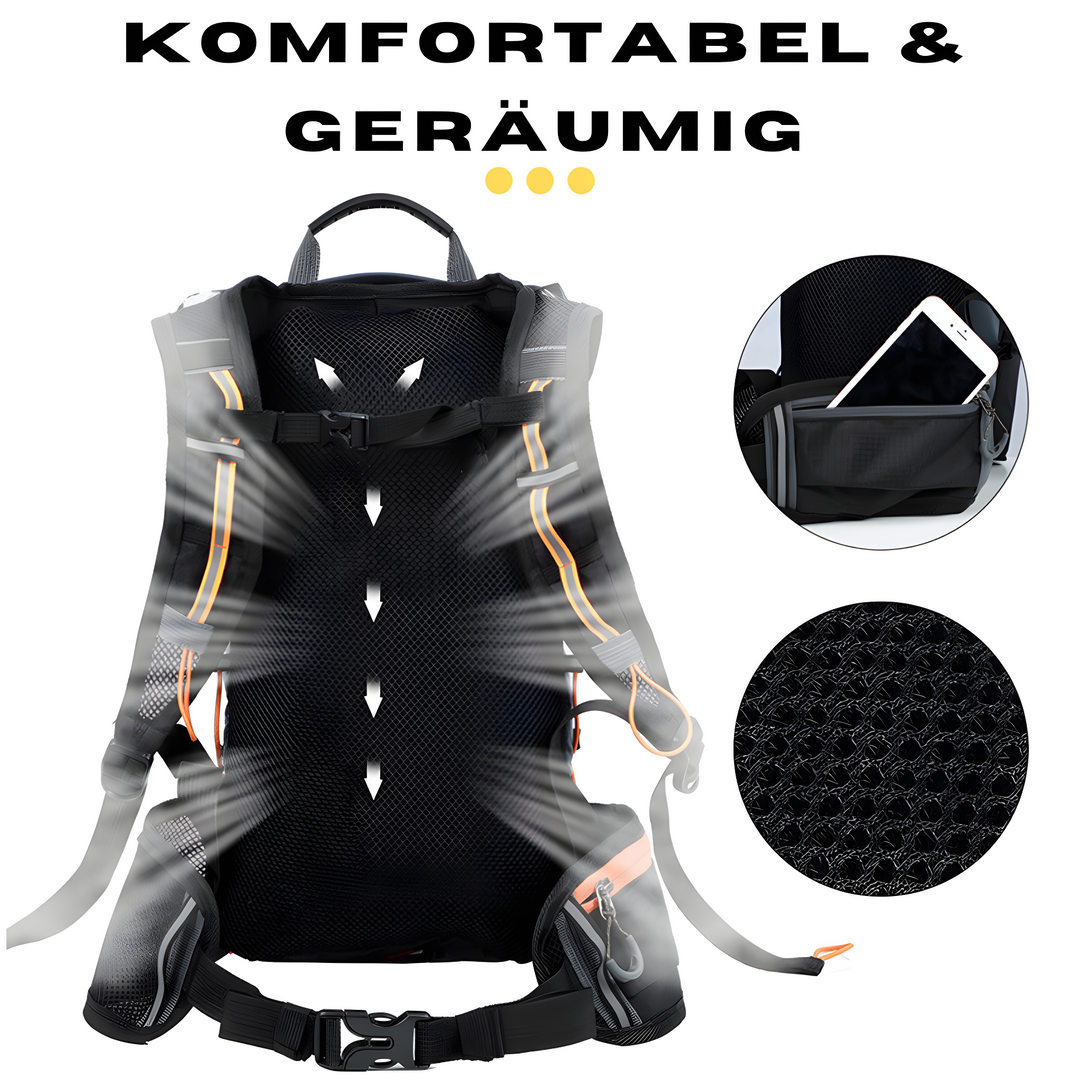 HydroRide hydratatierugzak, essentieel voor lange fiets- of wandeltochten. Comfortabel, lichtgewicht en waterdicht.