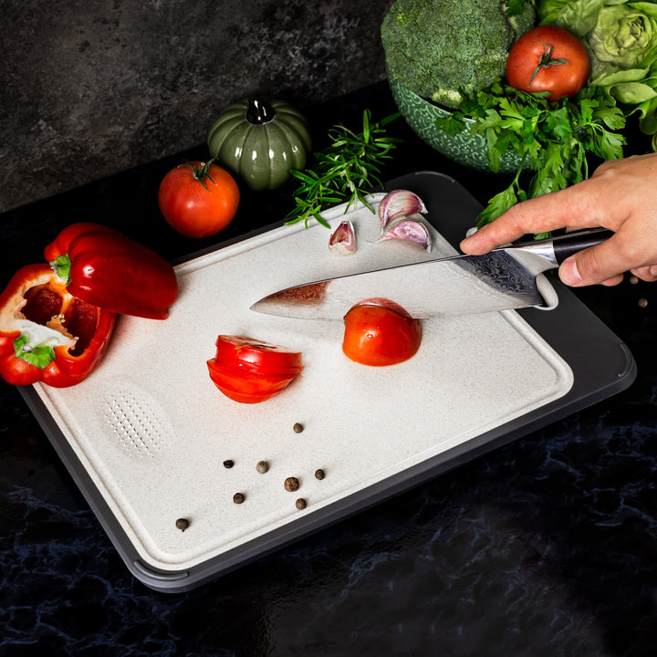 Duurzame RVS snijplank voor koken en voorbereiden, vaatwasserbestendig en eenvoudig te reinigen.