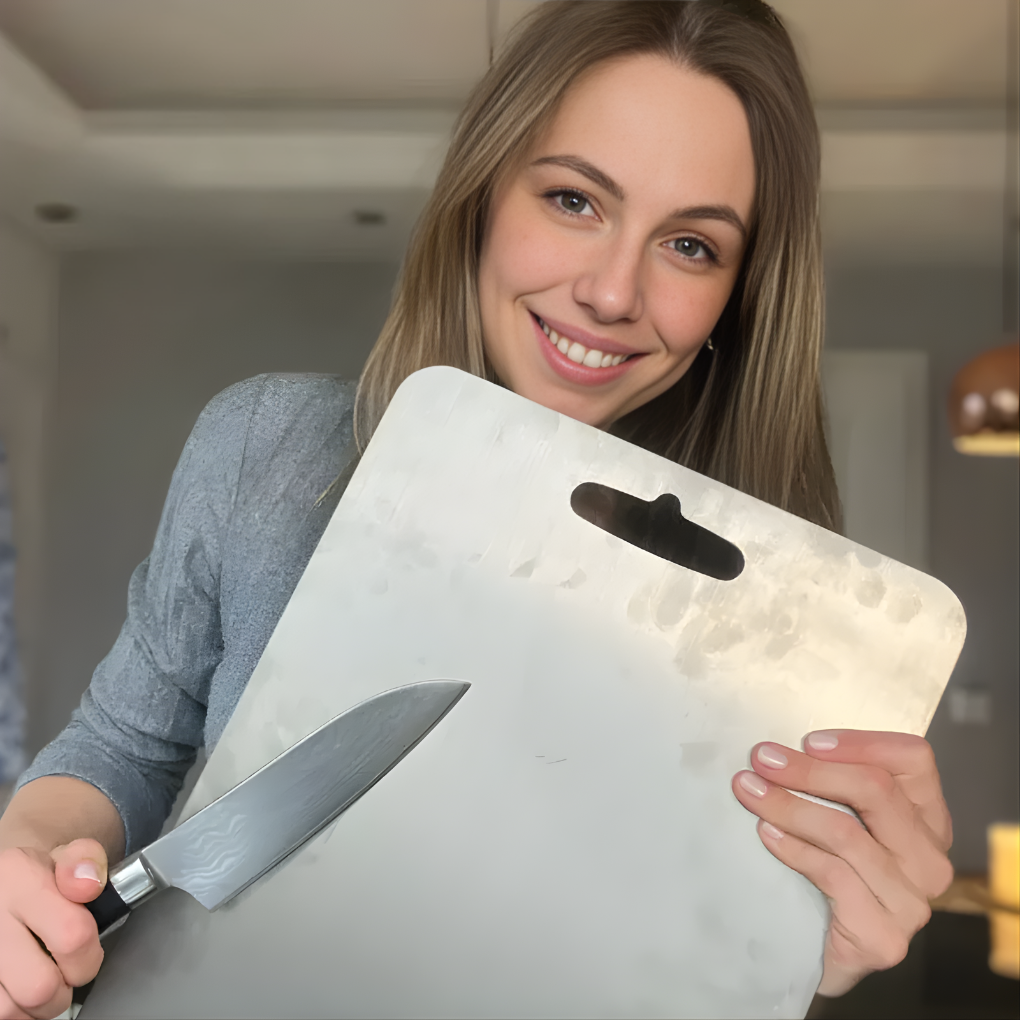 Veelzijdige titanium snijplank van duurzaam metaal; perfect voor hakken en snijden met behoud van messen.