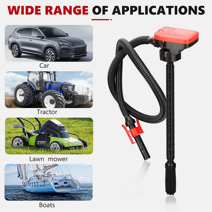 Multifunctionele elektrische brandstofpomp voor auto, boot en tractor; snel en efficiënt brandstofbeheer.