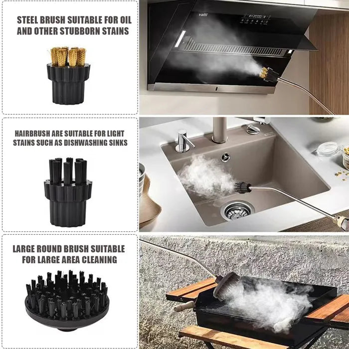 Diverse accessoires van de multifunctionele stoomreiniger voor alle huishoudelijke taken.