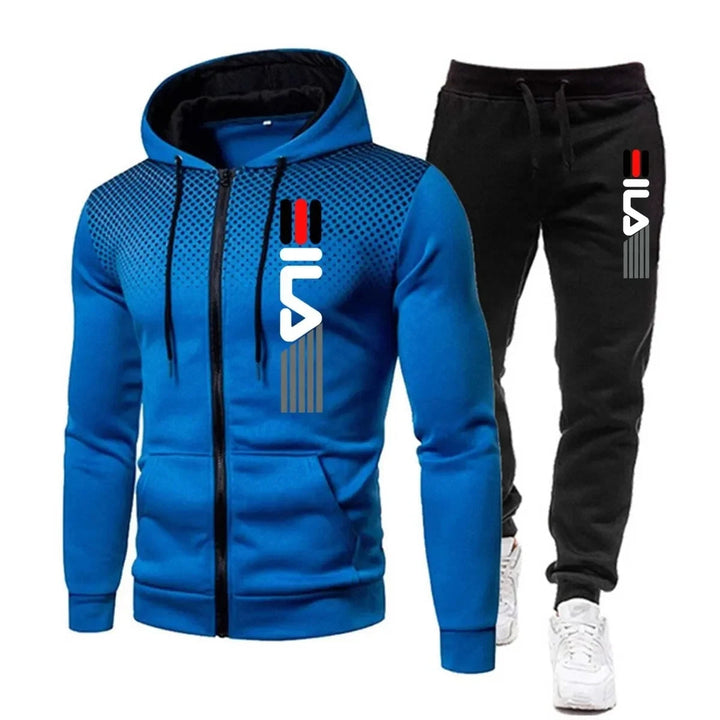 Unisex sportieve tracksuit set in modern design; comfortabele winterkleding voor actieve dagen.