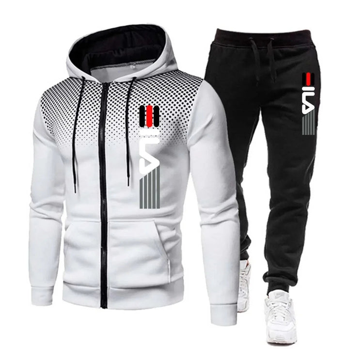 Close-up van de zachte, comfortabele unisex hoodie van het sportieve tweedelige trainingspak.