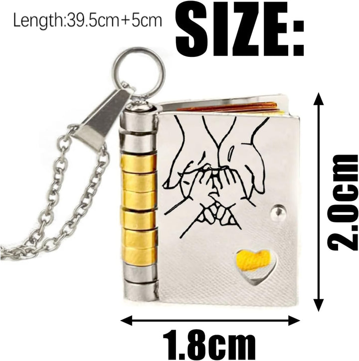 Veelzijdige unisex boekje ketting, roestvrijstaal, ideaal om een speciaal liefdesverhaal te herdenken.