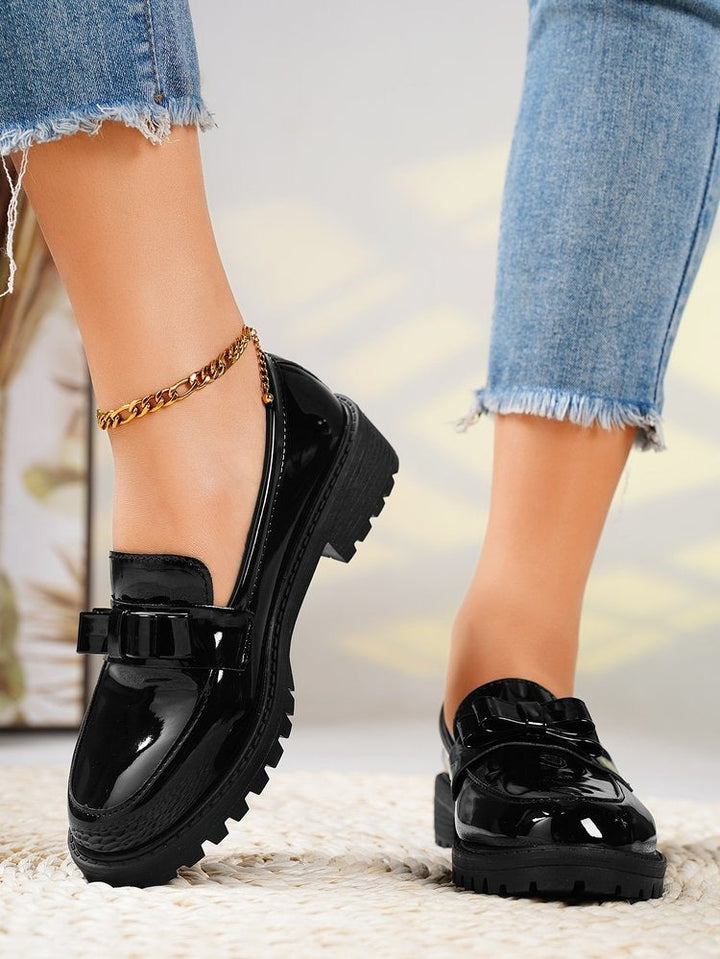 Zwarte platform loafers voor dames met chunky plateauzool