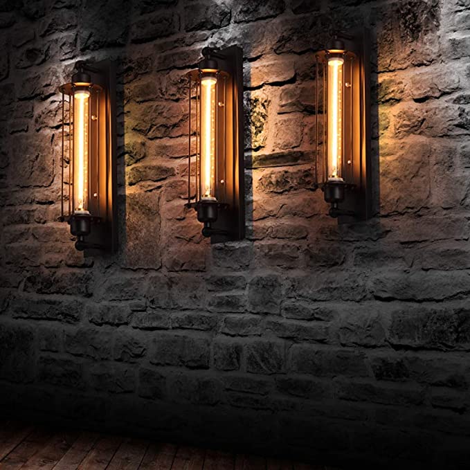 Sfeervolle industriële wandlamp E27, retro design binnenverlichting geschikt voor de slaapkamer.