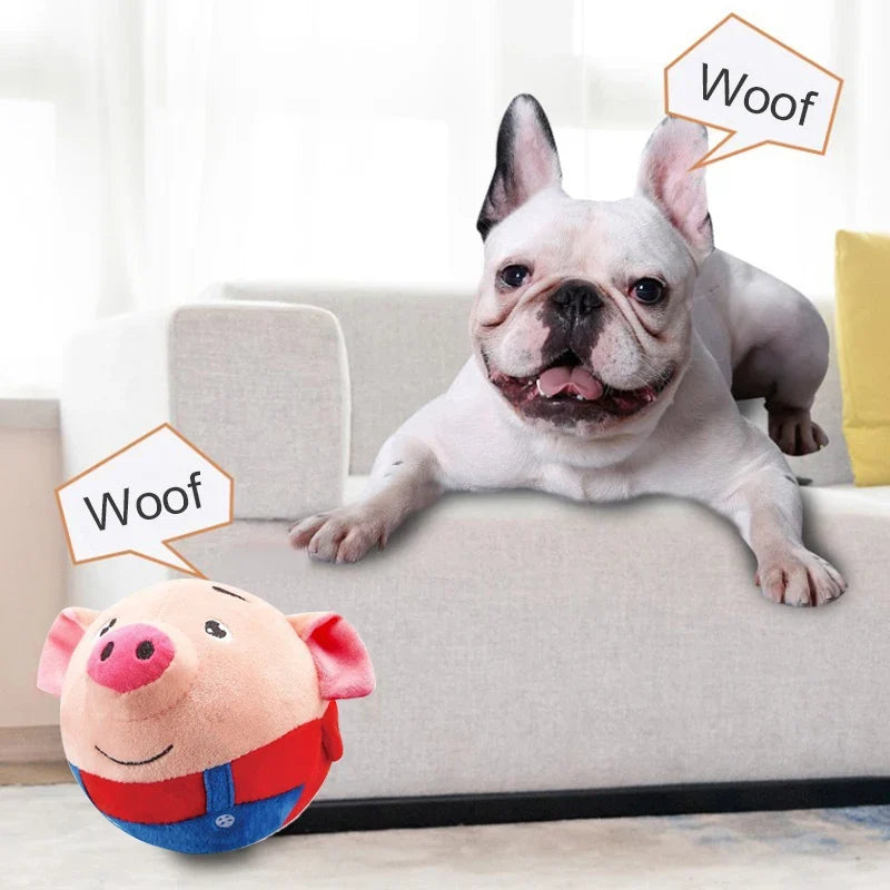 Interactief pluche hondenspeeltje voor actieve honden, stimuleert beweging en speelplezier. Oplaadbaar.