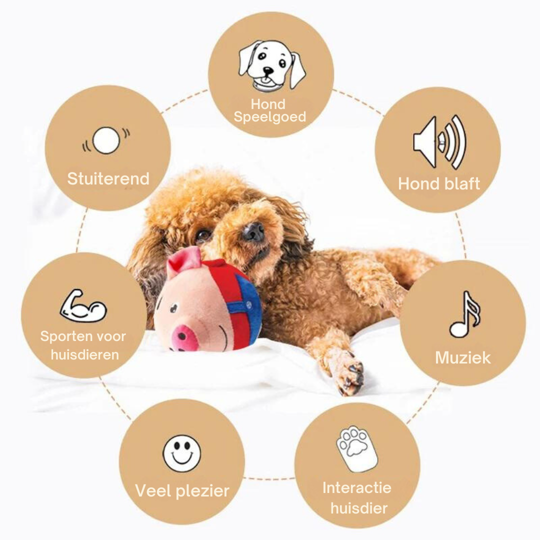 Vrolijk pluche interactief speeltje dat honden bezig houdt, perfect voor mentale stimulatie.