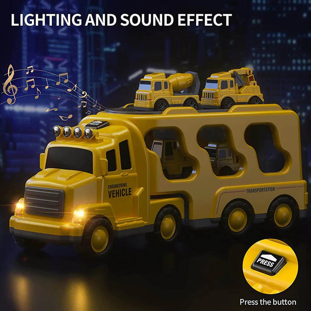 Kind speelt vrolijk met de GlowRider interactieve speelgoed vrachtwagen, genietend van licht & muziek.
