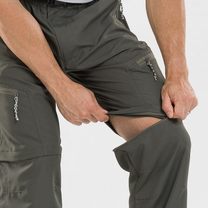 Zwarte afritsbroek heren voor outdoor en wandelen met handige cargozakken