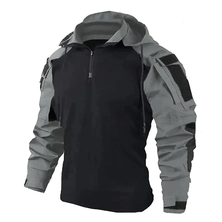 Stijlvolle herenpullover met tactische elementen, geschikt voor de moderne man en alle seizoenen.