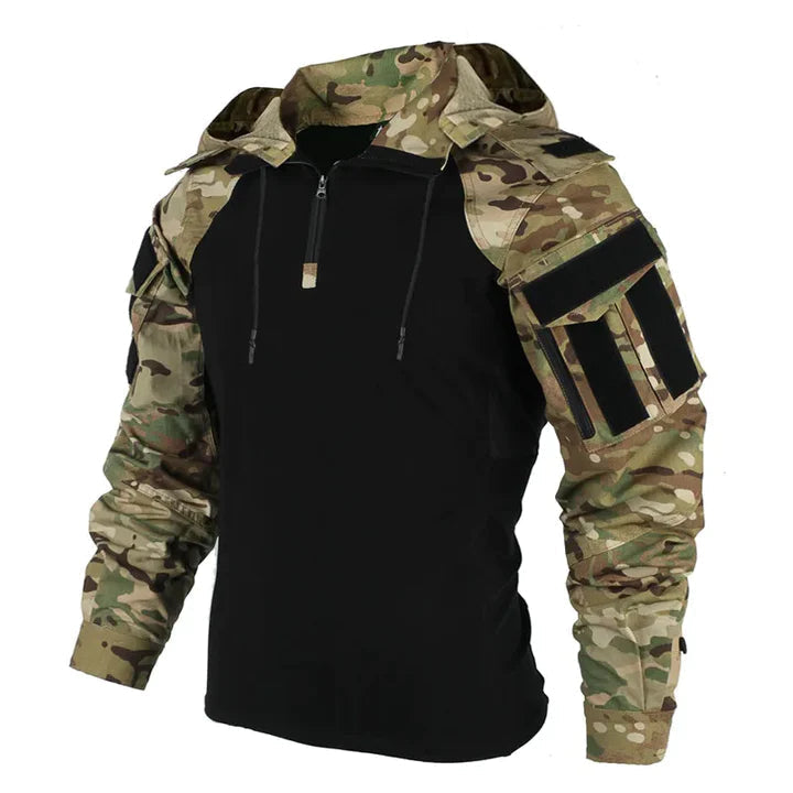 Moderne herenhoodie in donkergroen met capuchon, ideaal voor buitenactiviteiten en dagelijks comfort.