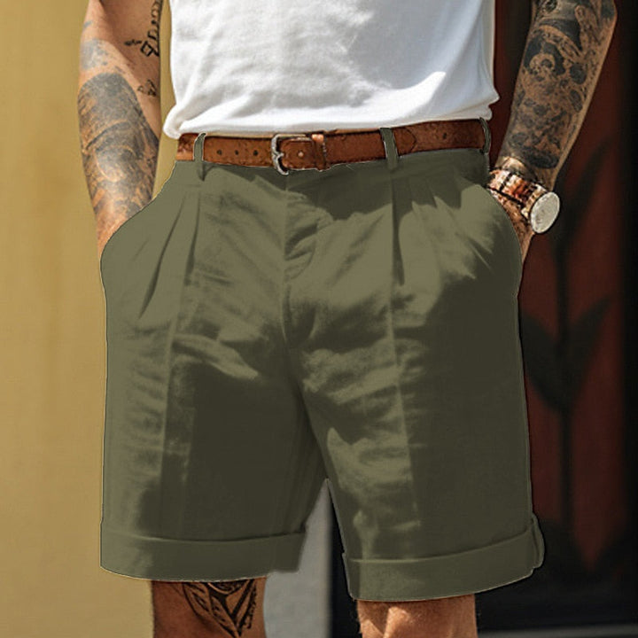 Stijlvolle beige chino heren shorts met omslag voor een smart casual zomerlook