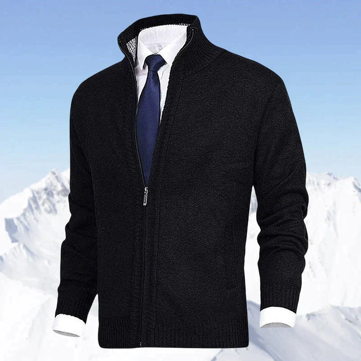 Lichtgrijs heren ritsvest met elegante afwerking en zakken, herfstkleding essentieel.