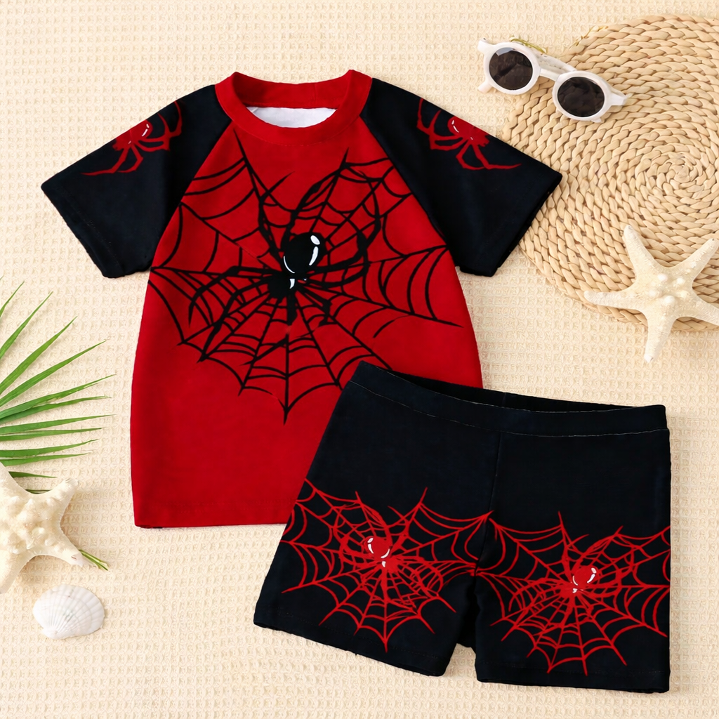 Ideale cadeau jongens zwemset. Zomerse T-shirt en shorts voor elke jonge avonturier.