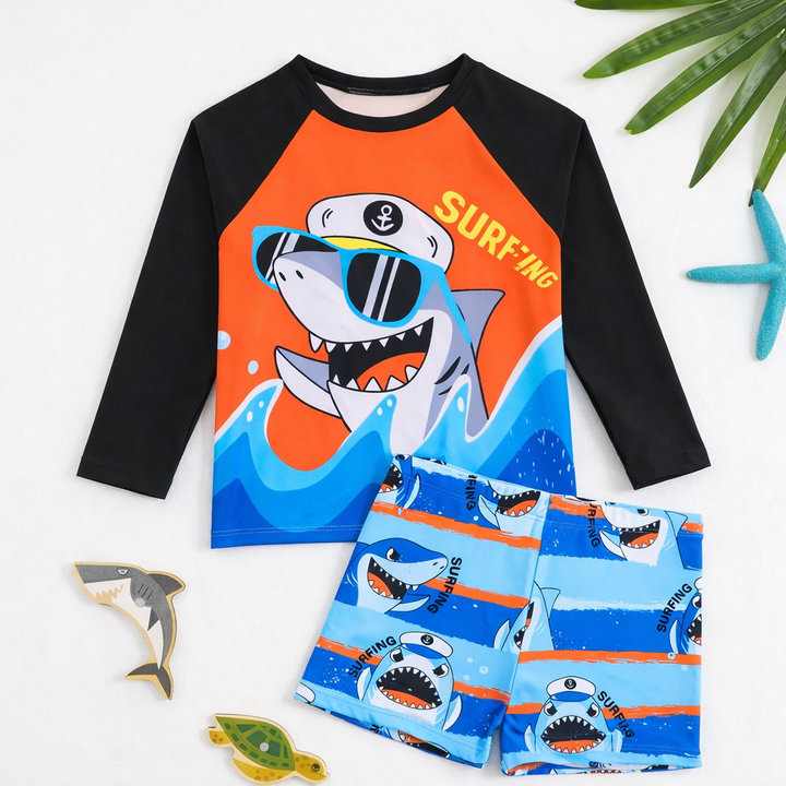 Duurzame kinderzwemkleding: 2-delige jongen zwemset met UV-bescherming en comfort.