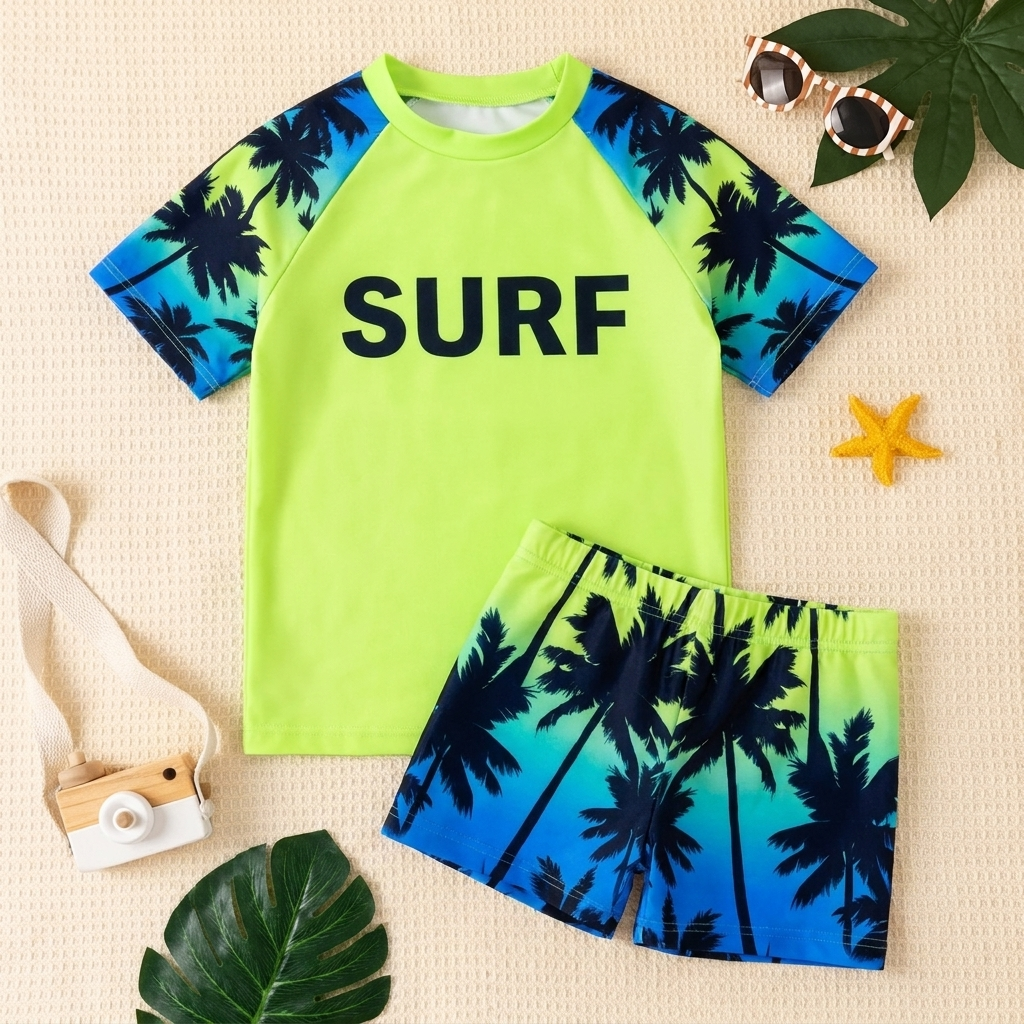 Jongens zwemset in blauw met kleurrijke accenten. Ideale kinder zwemkleding voor comfort en stijl bij het zwemmen.