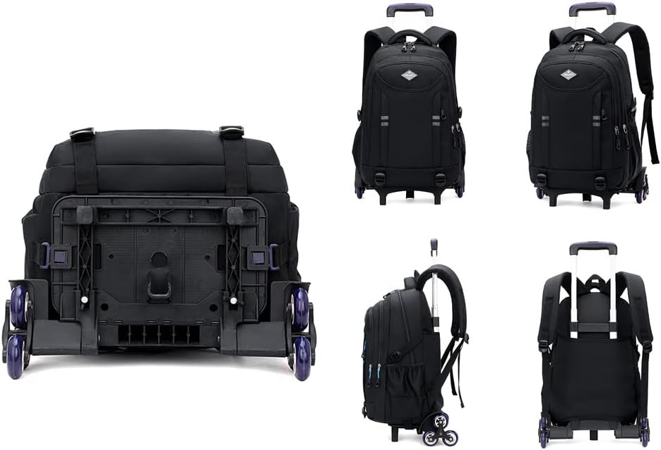 Praktische jongens schooltas met wielen voor schoolbenodigdheden. Te gebruiken als rugzak of soepele trolley.