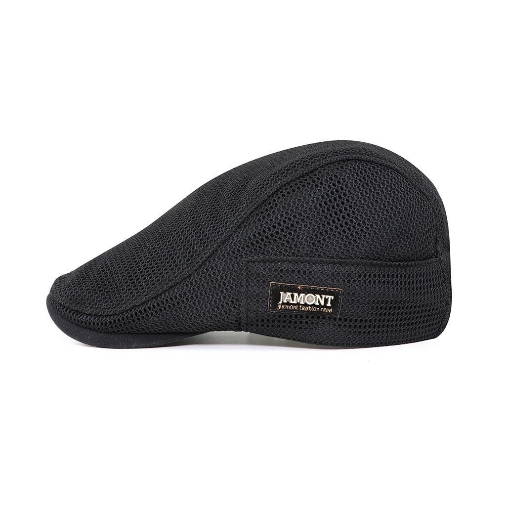Mesh cap details, focus op de ademende structuur