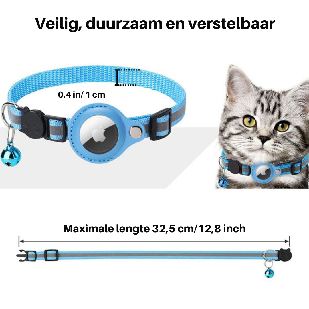 Kattenhalsband met GPS-vak en veilige sluiting voor zorgeloze buitenavonturen van je huisdier.