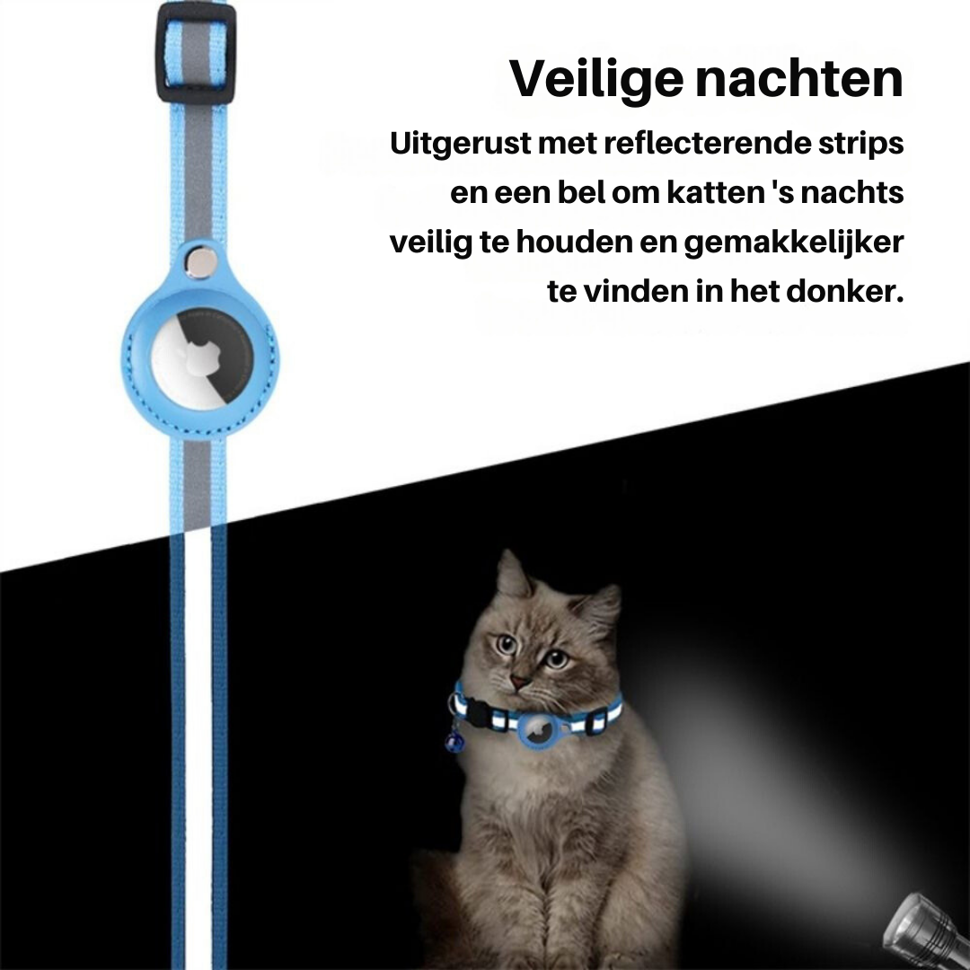 Vind je kat snel terug met deze veilige kattenhalsband, reflecterend en met GPS-tracker vak.