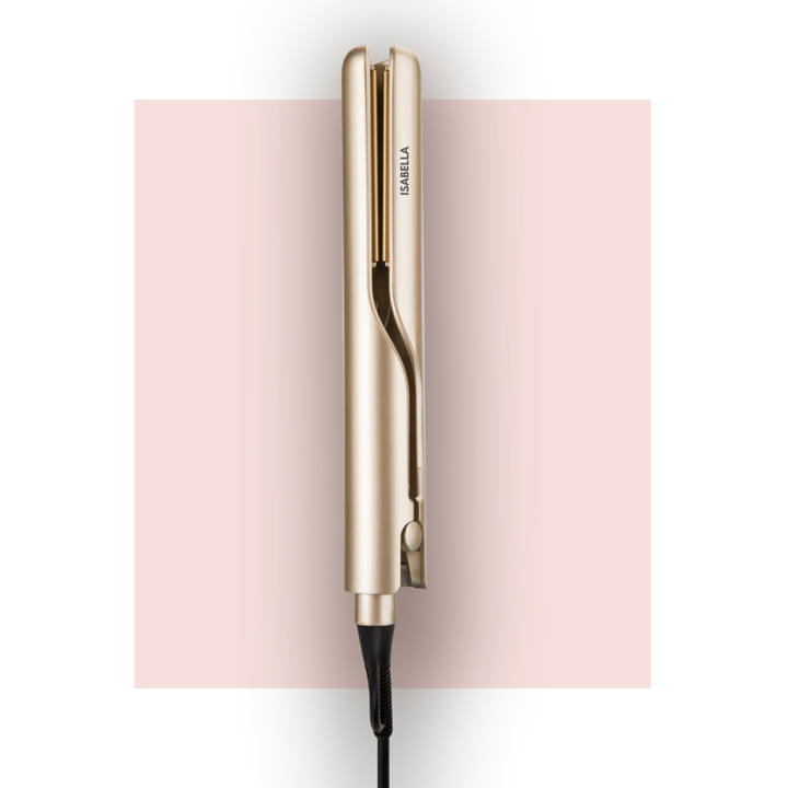 Dame stylet haar met KaysHair I 2-in-1 keramische stijltang. Snel en professioneel glad haar.
