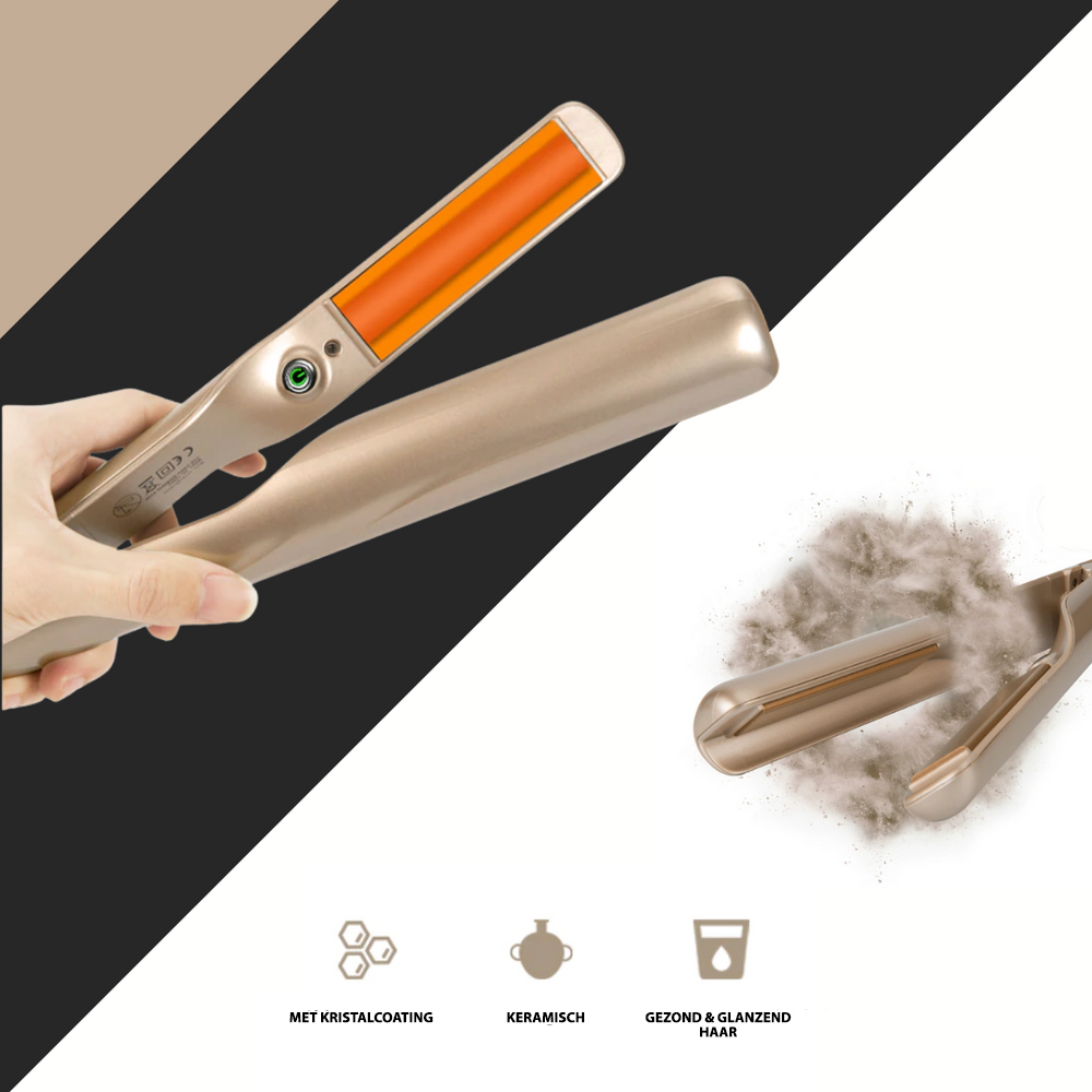 Professionele resultaten thuis met de KaysHair I 2-in-1 haarstyler. Perfecte krullen of steil haar.