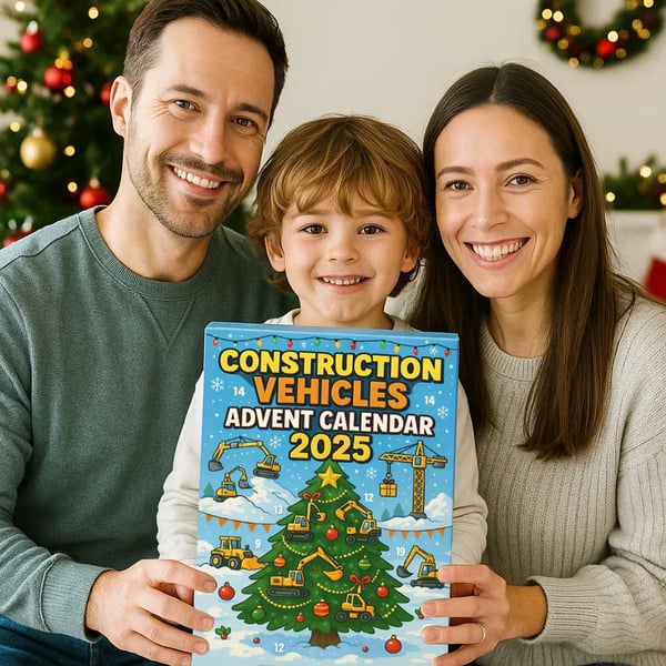 Bouwvoertuigen adventskalender, het perfecte kerstcadeau voor kinderen die dol zijn op speelgoed en bouwen, vanaf december.