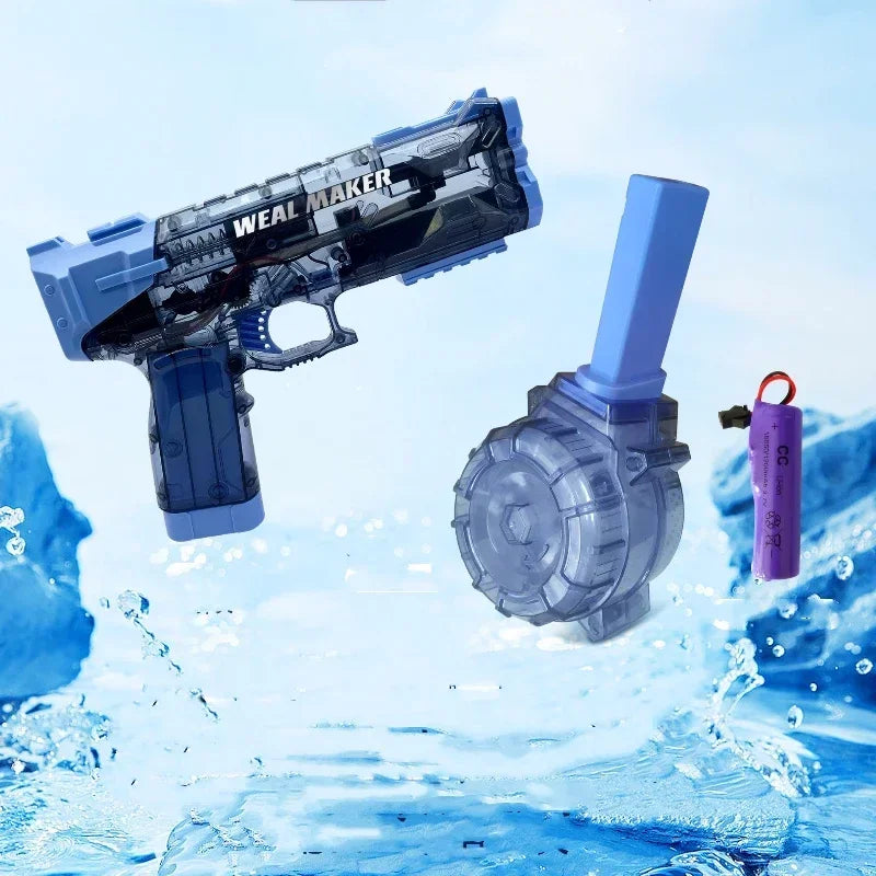 Eenvoudig te bedienen elektrisch waterpistool voor eindeloos waterpret. Ideaal voor kinderfeestjes en zomerhit.