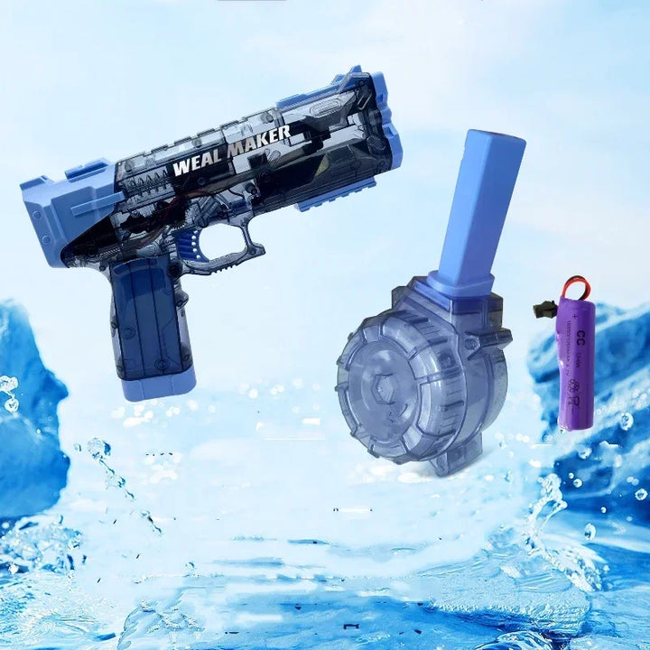 Eenvoudig te bedienen elektrisch waterpistool voor eindeloos waterpret. Ideaal voor kinderfeestjes en zomerhit.