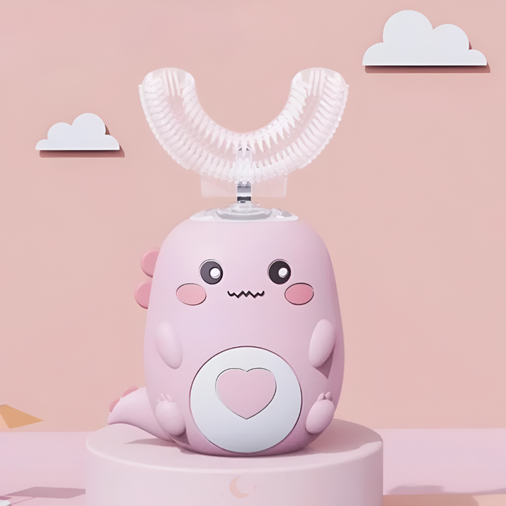 Roze elektrische tandenborstel voor peuters en kleuters; zorgt voor een complete dagelijkse mondverzorging.