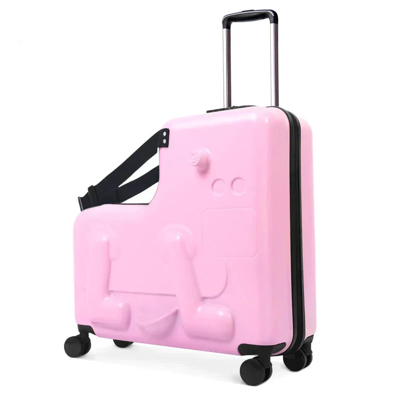 Kinderkoffer met ponyprint. Handige rijdkoffer en reiskoffer voor jongens, tevens compacte handbagage en speelgoedkoffer.