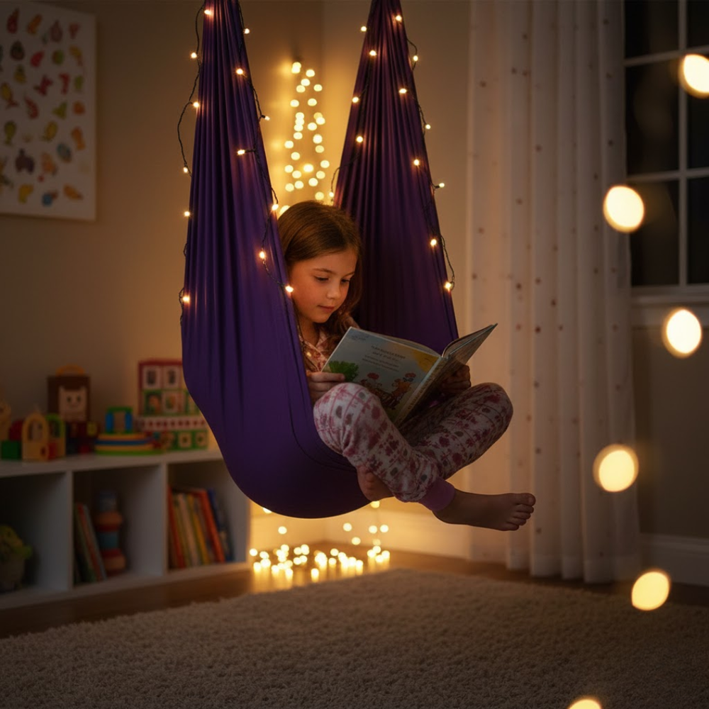 Comfort & Veiligheid: Zachte, rekbare sensorische schommel biedt veilige, kalmerende cocon voor kinderen met speciale behoeften.