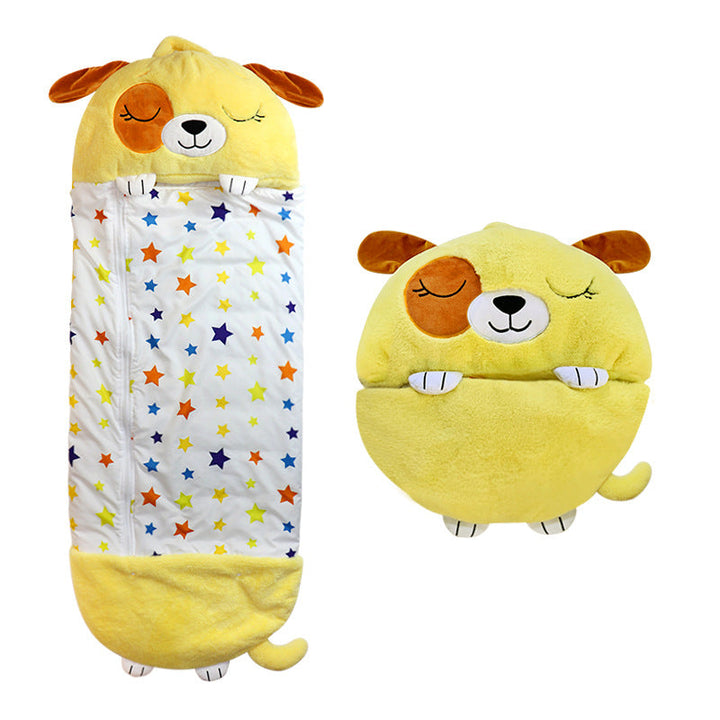 Zacht pluizig materiaal van de kinderslaapzak knuffel, voor een extra cosy slaapcomfort en warme nachten.