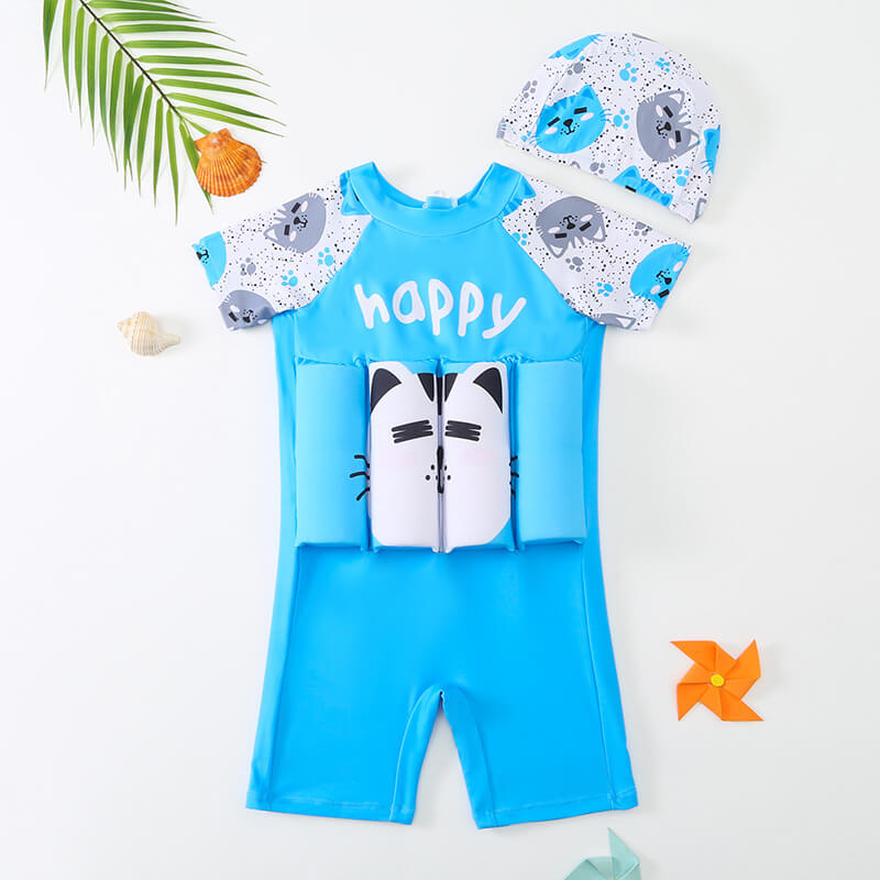 Opgevouwen kinder zwemvest, klaar voor gebruik. Compact en lichtgewicht drijfvest voor reizen.