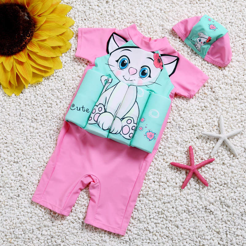 Roze kinder zwemvest met vrolijke print. Veilig drijfvest voor meisjes, perfecte zwemhulp.