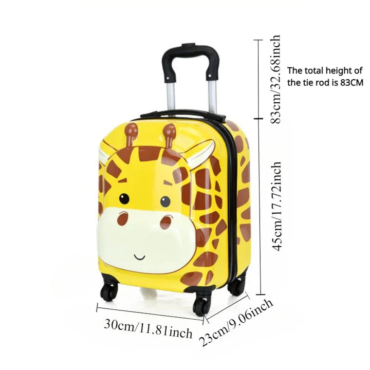 Duurzame ABS+PC kindertrolley met dierenprint, ideaal voor handbagage op reis.