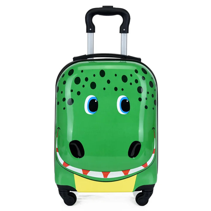 Kleurrijke kindertrolley met cartoon dierendesign, gemakkelijk te trekken voor kleine handen.