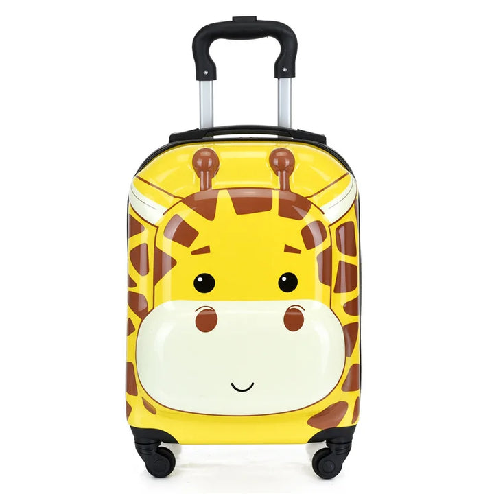 Avontuurlijke kinderkoffer met vrolijke dierenprint, veilige bagage voor de kleintjes.