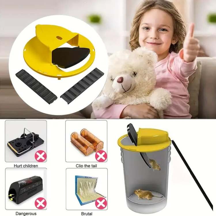 Automatische muizenval vangt meerdere muizen; herbruikbaar en hygiënisch, perfect voor binnen.