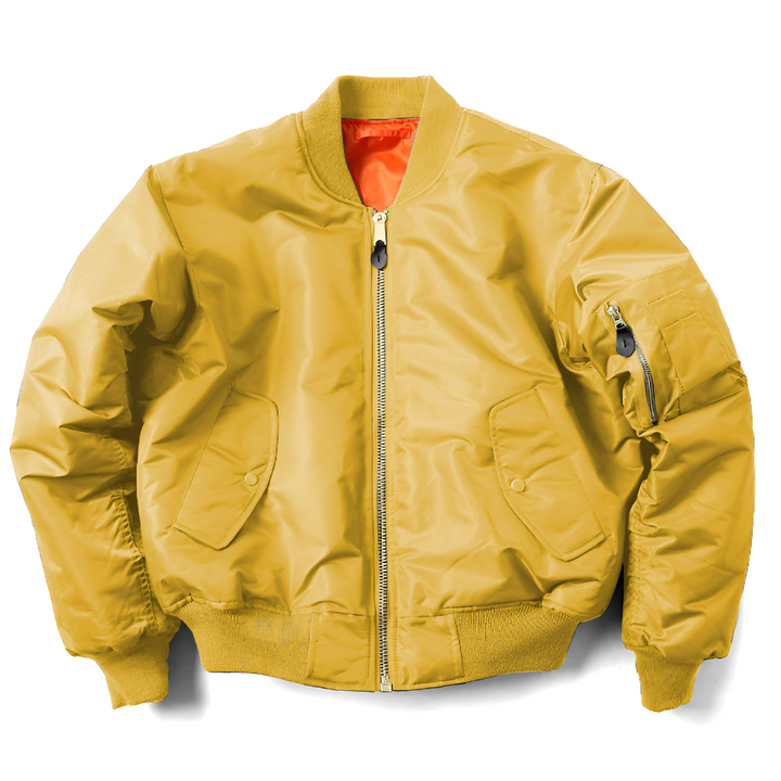 Achterzijde van het klassieke unisex bomberjack, toont de casual pasvorm en de kwalitatieve afwerking.