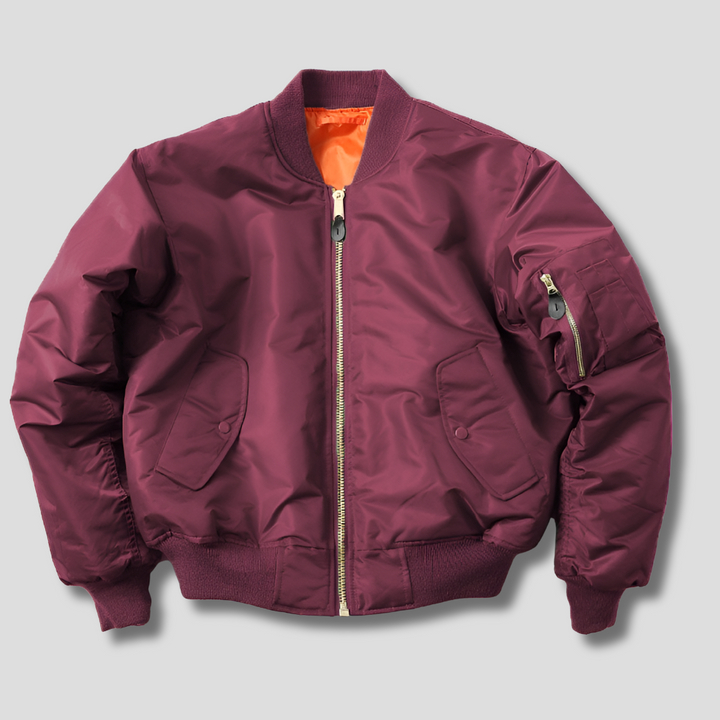 Lichtgewicht polyester bomberjack, een comfortabele overgangsjas voor lente, herfst en milde winterdagen.