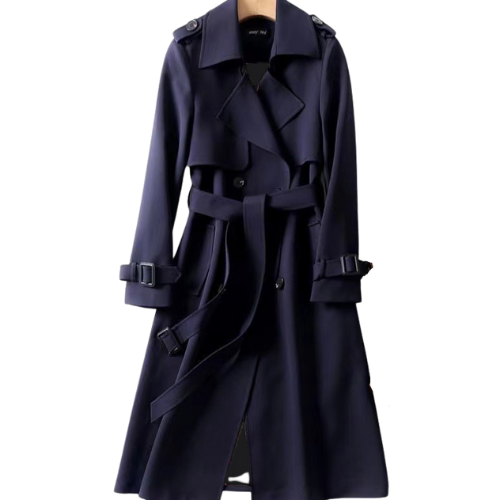 Luxe dames trenchcoat met dubbele knopen; een elegante, klassieke jas die perfect is voor lente en herfst.