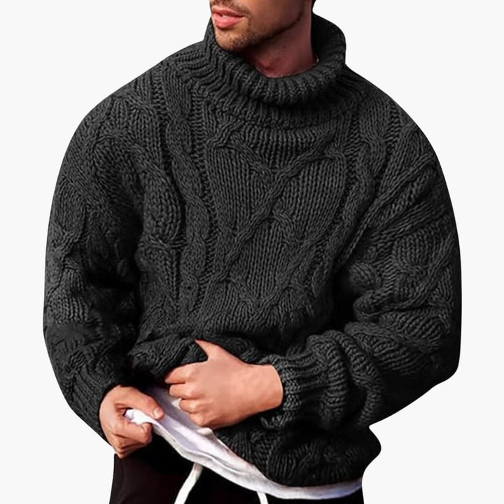 Heren kabel gebreide turtleneck trui, een warme en stijlvolle pullover voor de winter. Comfortabele herenmode.