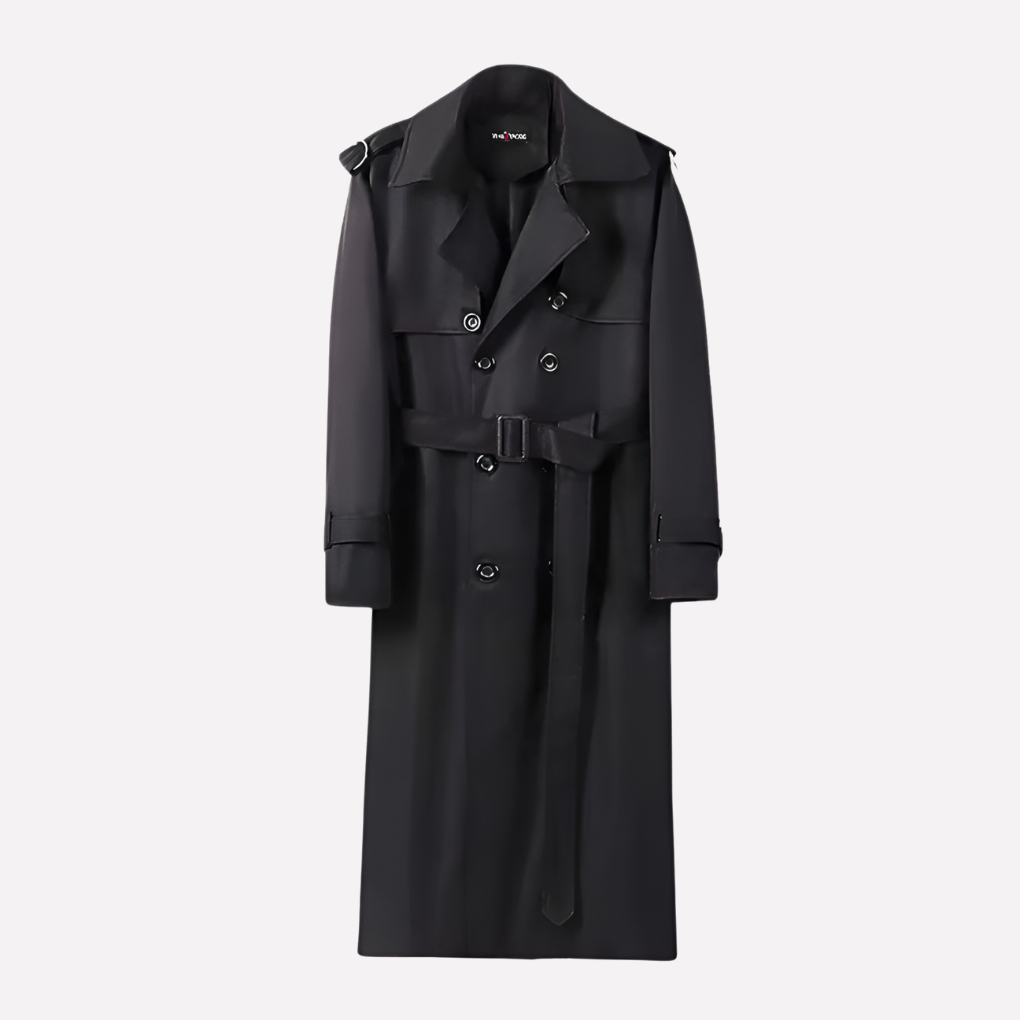 Elegante heren over de knie geknoopte trenchcoat, perfecte tussenjas en bovenkleding voor een moderne look.