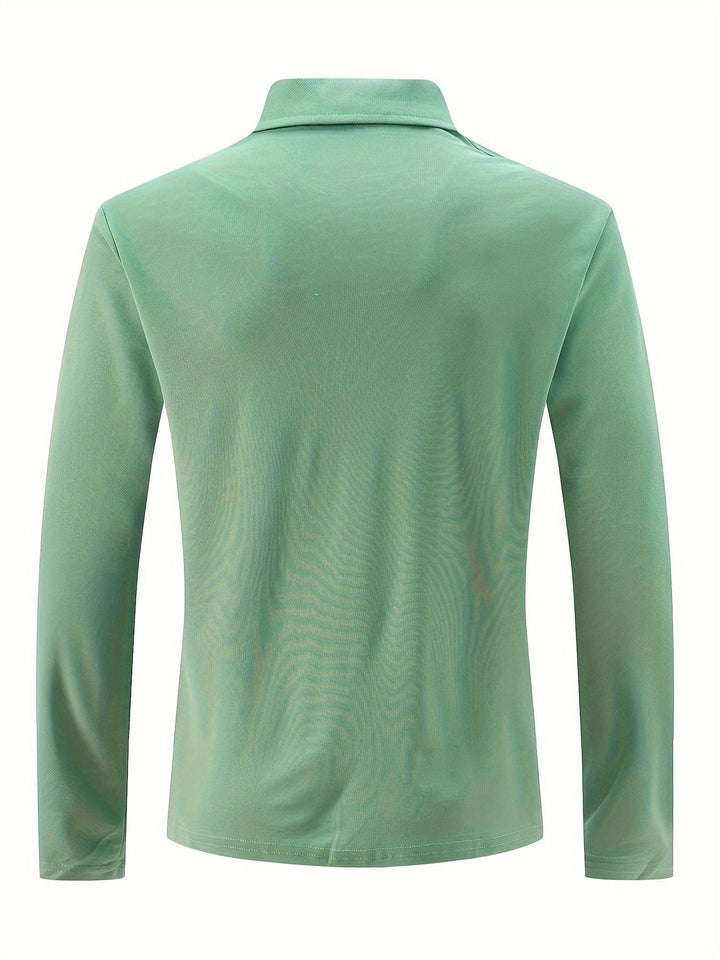 Veelzijdige herenpolo met lange mouwen, geschikt als elegant of casual shirt voor heren in de lente en herfst.