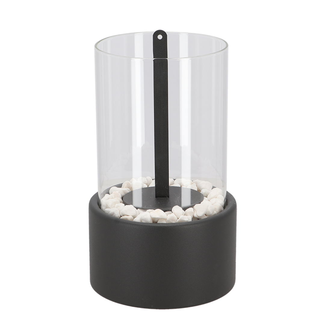 Functionele klassieke olielamp met regelbare open vlam; tijdloze sfeerverlichting.