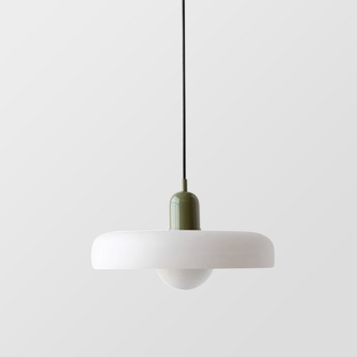 Moderne design hanglamp, kleurrijk glas, Bauhaus stijl, voor warme interieur verlichting.
